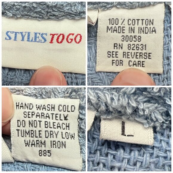 Styles To Go Blue Textured Knit Button Front Sweater Jacket Cotton Size Large - Picture 3 of 9